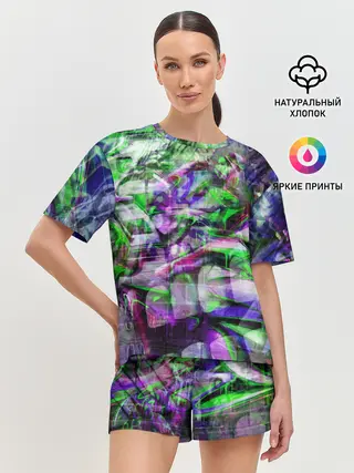 Женская пижама с шортами / Граффити на стене
