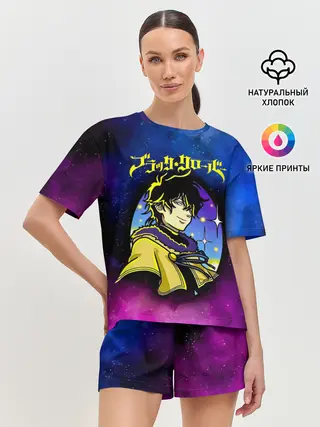 Женская пижама с шортами / Чёрный клевер космический Юно