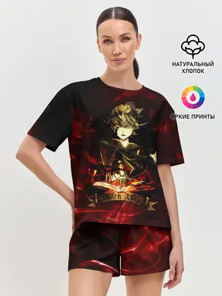 Женская пижама с шортами / Чёрный Аста красный дым