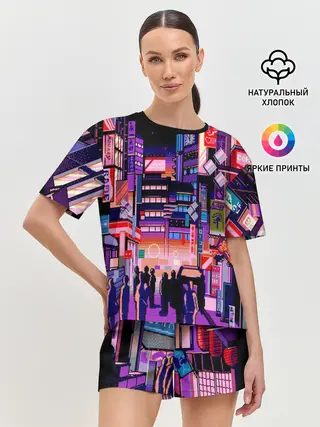 Женская пижама с шортами / Переулок Токио
