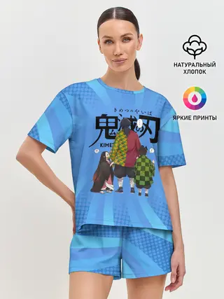 Женская пижама с шортами / Незуко Гию и Танджиро