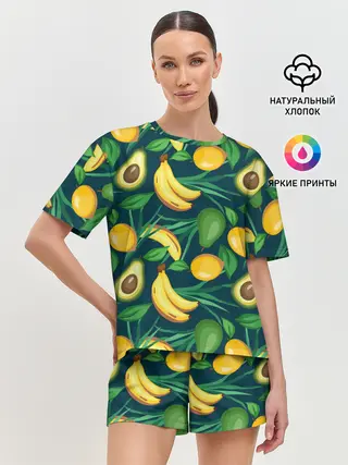 Женская пижама с шортами / Фрукты