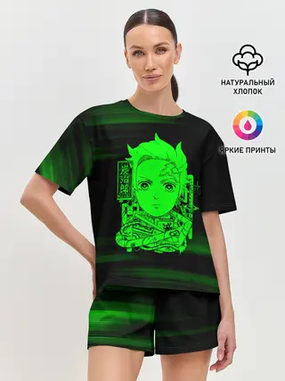 Женская пижама с шортами / Танджиро Камадо Kimetsu no Yaiba