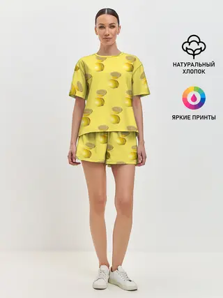 Женская пижама с шортами / Летние лимоны