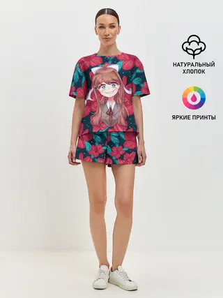 Женская пижама с шортами / Моника в цветах
