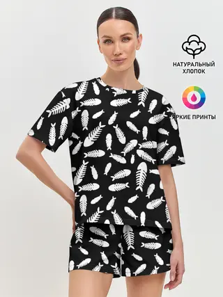 Женская пижама с шортами / Скелеты рыб