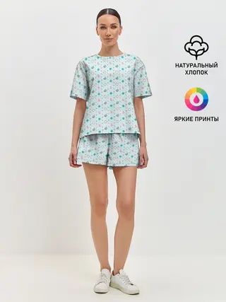 Женская пижама с шортами / Морской узор