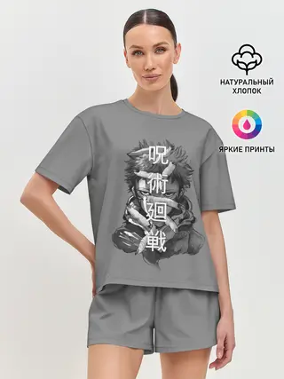 Женская пижама с шортами / JUJUTSU KAISEN ИТАДОРИ иероглифы