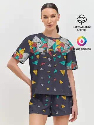 Женская пижама с шортами / Самолётики