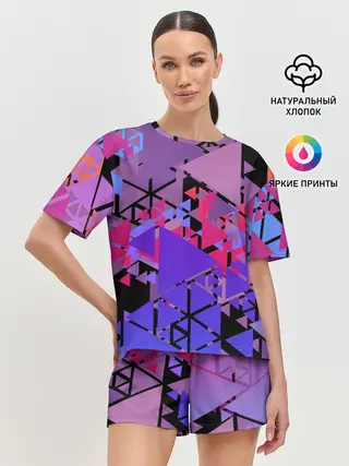 Женская пижама с шортами / Треугольники