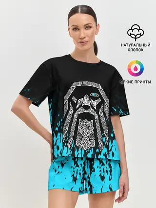 Женская пижама с шортами / БОГ ОДИН | Узорное лицо