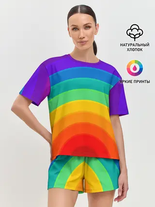 Женская пижама с шортами / Круговая радуга