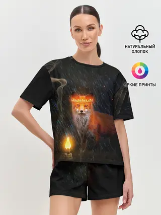 Женская пижама с шортами / Лиса с огненной короной