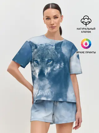 Женская пижама с шортами / Красивый волк