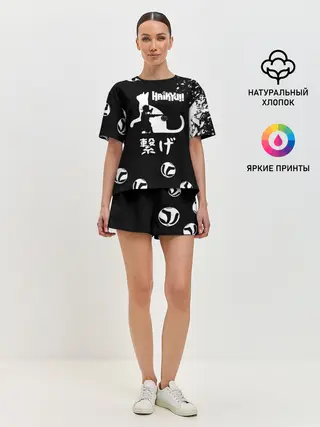Женская пижама с шортами / Старшая Некома коты Haikyuu!!