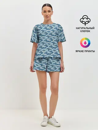 Женская пижама с шортами / Волны