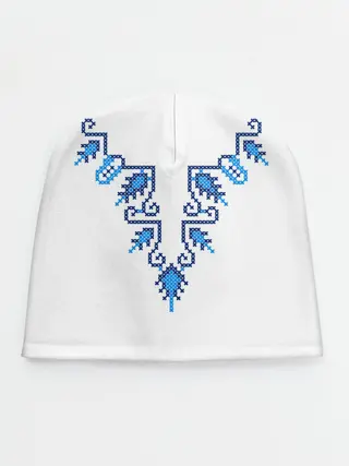 Детская шапка / Славянский узор сине-голубой