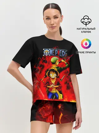 Женская пижама с шортами / Зоро и Луффи в огне One Piece