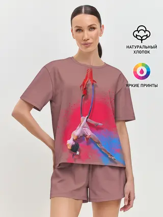 Женская пижама с шортами / Воздушная гимнастика