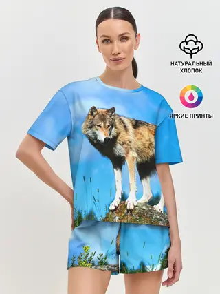 Женская пижама с шортами / Волк