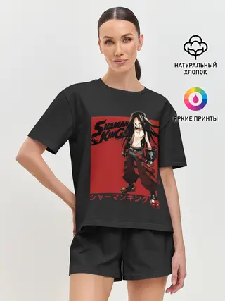 Женская пижама с шортами / Зик Асакура на черном фоне