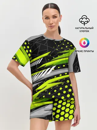 Женская пижама с шортами / Black and Green