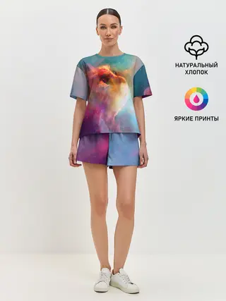 Женская пижама с шортами / КОСМИЧЕСКИЙ КОТ