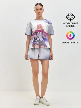 Женская пижама с шортами / Ноль два арт