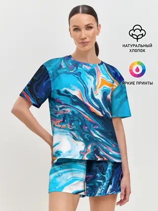 Женская пижама с шортами / Волны красок