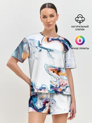 Женская пижама с шортами / Брызги красок