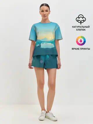 Женская пижама с шортами / Векторная природа