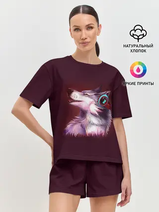 Женская пижама с шортами / Волк