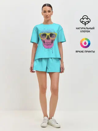 Женская пижама с шортами / Череп В Очках