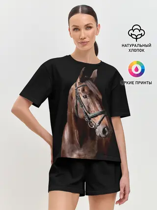 Женская пижама с шортами / Гнедая лошадь