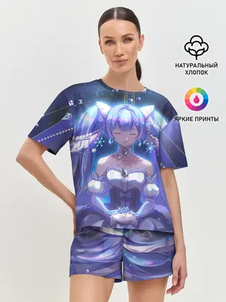 Женская пижама с шортами / Хатцуне Мику медитирует