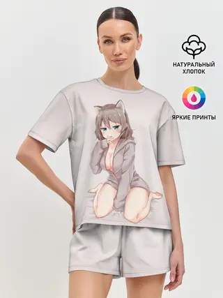 Женская пижама с шортами / Аниме котёнок