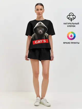 Женская пижама с шортами / Кот
