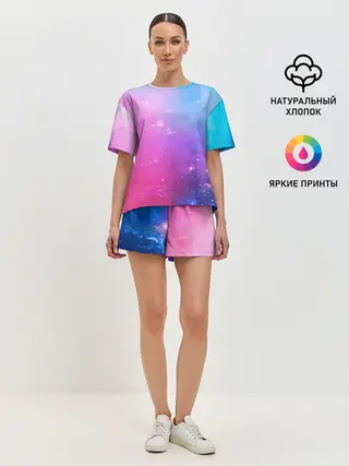 Женская пижама с шортами / Абстракция Блеск Градиент