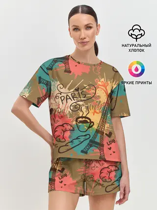 Женская пижама с шортами / Париж