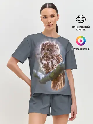 Женская пижама с шортами / Сова