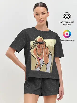Женская пижама с шортами / GTA SA - Девушка в очках