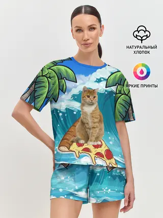 Женская пижама с шортами / Сёрфинг на Пицце