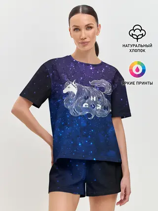 Женская пижама с шортами / Мечтающий Единорог