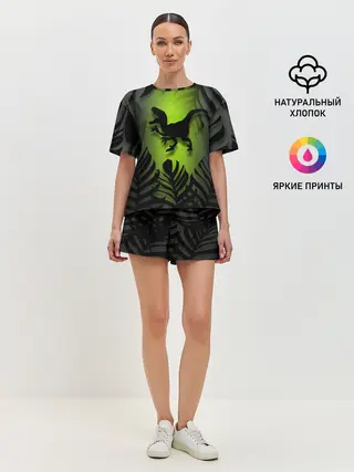 Женская пижама с шортами / Велоцераптор