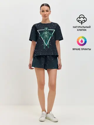 Женская пижама с шортами / Космонавт