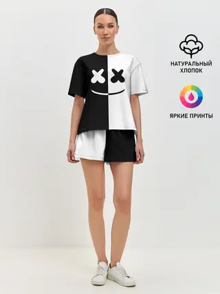 Женская пижама с шортами / MARSHMELLO BLACK & WHITE