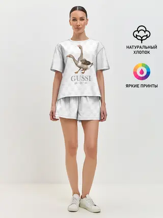 Женская пижама с шортами / Гуси