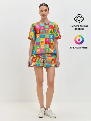 Женская пижама с шортами / Новогодний коллаж