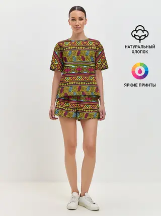 Женская пижама с шортами / Этнический орнамент
