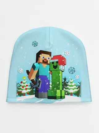 Детская шапка / MINECRAFT НОВОГОДНИЙ